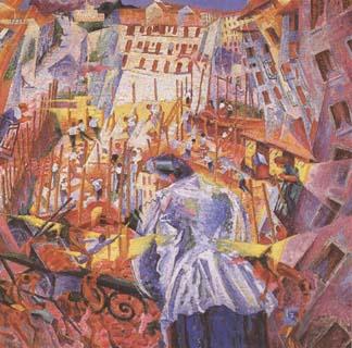 Umberto Boccioni The Noise of the Street Enters the House (mk09) Norge oil painting art